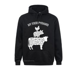 Men's Hoodies & Sweatshirts My Food Pyramid Funny Carnivore Cow Pig Chicken Pullover Hoodie Long Sleeve Summer Young Hoods Fall