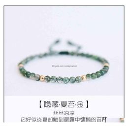 Charm Bracelets Jewellery Hand Woven Natural Aquatic Agate Korean Female Student Bracelet 14K Gold Wrapped Rope Drop Delivery 2021 P7X Dhvtx