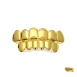 Grillz Dental Grills Hip Hop Body Jewellery 6 Tooth Grillz Gold Filled Top Bottom Teeth Fang Set For Women Men S Halloween Christmas Ot78P