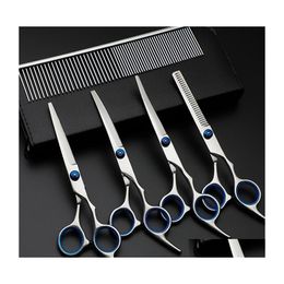 Dog Grooming Stainless Steel Dogs Scissors Cat Hair Thinning Straight Curved Shear Comb Pet Barber Cutting Tool Jk2012Kd Drop Delive Dh0Ig