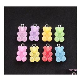 Charms 20Pcs 17X11Mm Mticolor Flatback Epoxy Resin Gummy Bear Candy For Necklace Keychain Pendant Diy Making Accessories Drop Delive Dhtql