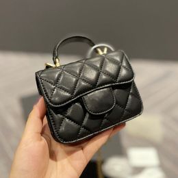 22P French Womens Vanity Bags Classic Mini Flap Cosmetic Case Lambskin Top Handle Toites Gold Hardware Crossbody Shoulder Luxury Designer Sacoche Handbags