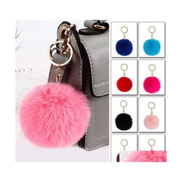 Arts And Crafts Fluffy Pom Keychain Soft Faux Rabbit Fur Ball Car Keyring Pompom Key Chains Holder Women Bag Pendant Jewelry Gifts D Dhtju