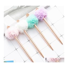 Ballpoint Pens Pen Fluffy Ball Top Black Ink Medium Point 1Mm School Office Supplies Gift For Kids Students Women Xbjk2112 Drop Deli Dhrbc