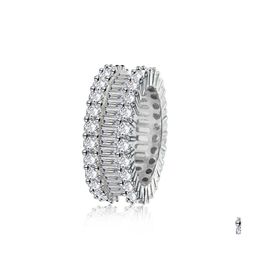Wedding Rings Arrival Luxury Jewelry 925 Sterling Sier Fl Princess Cut White Topaz Cz Diamond Promise Bridal Ring For Women Gift 189 Dhmiy