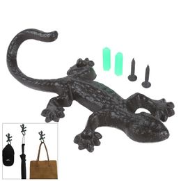 Hooks & Rails Cast Iron Gecko Wall Hook Rustic Hanger Lizard Creative Antique Animal Vintage European Kitchen Bathroom Home Decor W/screwHoo