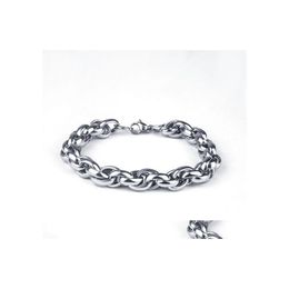 Charm Bracelets Fashion Jewellery Men Thick Chain Bracelet Stainless Steel Twist Drop Delivery Dhjth