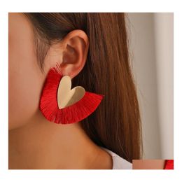 Stud Bohemian Fashion Jewellery Fan Tassels Dangle Earrings Vintage Heart Geomtric Drop Delivery Dhf1N