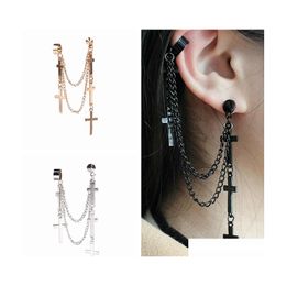 Ear Cuff Exaggerated Cross Clip Earring Onepiece Piercing Tassel Pendant Clipon Jewelry Punk Earrings For Girls Women 1 Piece Drop De Otnoa