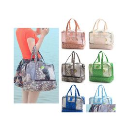 Storage Bags Travel Shoder Hand Bag Waterproof Doublelayer Beach Large Grid Dry Wet Depart Organizer Drop Delivery Home Garden House Dhk38