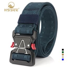 Waist Support HSSEE Fashion Military Tactical Belt For Men Hard Metal Pluggable Buckle Outdoor Work Strong 1200D Real Nylon Army