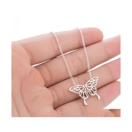 Pendant Necklaces Stainless Steel Butterfly Fashion European Animal Necklace Clavicle Chain Jewelry Holiday Gifts Wholesale Drop Del Dh6Wg