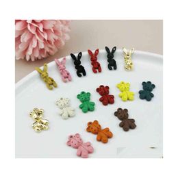 Charms Apeur 10Pcs Spray Paint Bear Doll Bunny Alloy Mini Animals Enamel Bracelet Floating Pendants For Jewelry Making Accessory Dro Dhj7N