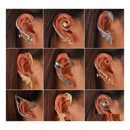 Ear Cuff Fashion Jewelry Retro Punk Fairy Dragon Hook Hanging Earring Metal Bat With No Ole Bone Clip Drop Delivery Earrings Dhjsp