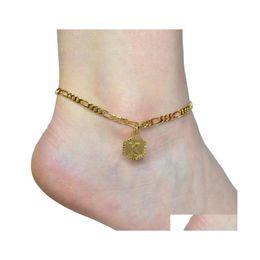 Anklets Az Letter For Women Girl Alloy Anklet 21Cm Add 10Cm Extender Gold Chain 26 Alphabet Foot Leg Jewellery Gift X56Fz Drop Delivery Dhbys