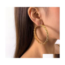 Hoop Huggie Women Smooth Spiral Circle Ring Earring Hollow Large Round Business Ear Drop Female Dinner Dress Earrings Jewellery Acce Dhxi3