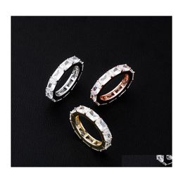 With Side Stones Designer Jewelry Love Ring Diamond Iced Out Mens Rings Engagement Promise Wedding Rapper Hiphop Cubic Zirconia Jewe Dhl10