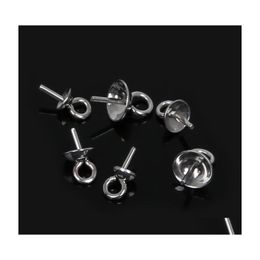 Chains 50Pcs Stainless Steel Screw Eye Pin Bail Top Drilled Beads End Cap For Diy Charm Pendant Hook Caps Connectors Jewellery Making Dhcze