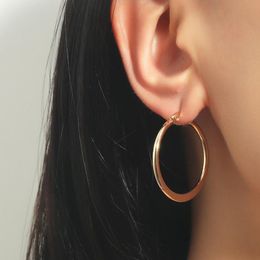 Hoop Earrings Fashion Gold Color Oversize For Women Wide Big Metal Round Circle Statement Vintage Piercing Jewelry Gift & Huggie