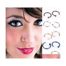 Nose Rings Studs 316L Stainless Steel Body Piercing Jewellery Fashion Women Open Hoop Earring Non Drop Delivery Otwnc