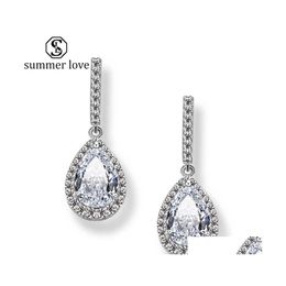 Stud Arrival 3A Cubic Zirconia Waterdrop Earring For Women Small Crystal Elegant Rose Gold Teardrop Earrings Bridesmaid Wedding Drop Dhtpk