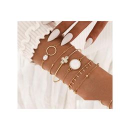 Charm Bracelets Fashion Jewellery Mti Layer Bracelet Set Bangle Chain 6Pcs/Set Drop Delivery Dhz27