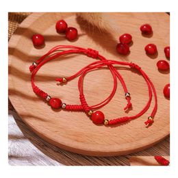 Link Chain Est Arrival Womens Lucky Knot Bracelet Bead Red Black String Bracelets Bangles Men Handmade Accessories Lovers Gift Jewe Dheip