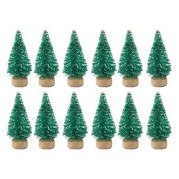 Decorative Figurines Objects & 12pcs Miniature Christmas Tree Decorations Artificial Snow Landscape Mini Pine Trees DIY Crafts Dollhouse Dec