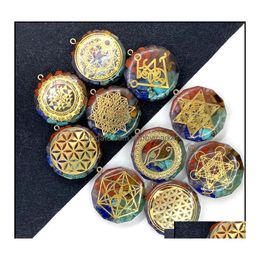Charms Jewellery Findings Components Seven Chakra Natural Stone Pendant Exquisite Sacred Geometry Power Amet Aura 34Mm Drop Delivery 20 Dhxc9