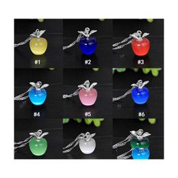 Pendant Necklaces High Quality Cute Mini Apple 9 Colour Opal Moonstone Fruit Shape Charm Waterwave Chains For Women Fashion Jewellery D Dhigd