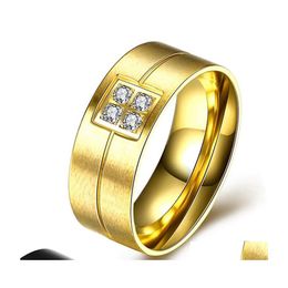 With Side Stones Mens And Womens Fashion Rings Set Diamond Frosted Titanium Steel Have High Quality Personality Type 3549 Q2 Drop De Dh0Hp