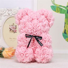 Decorative Flowers & Wreaths DIY 25cm Soap Foam Bear Of Roses Teddi Rose Flower Artificial Year Gifts For Women Valentines Gift Christmas