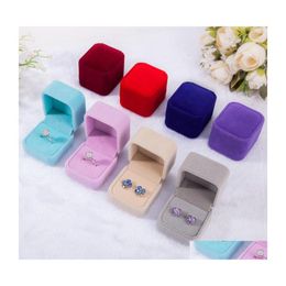 Jewellery Boxes Fashion Veet Cases For Only Rings Stud Earrings 12 Colour Gift Packaging Display Size 5Cmx4.5Cmx4Cm Drop Delivery Dhe5U