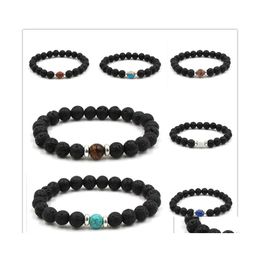 Arts And Crafts 12 Colors Natural Black Lava Stone Turquoise Tigers Eye Bracelet Vaolcano Aromatherapy Essential Oil Diffuser Drop D Dhmsd