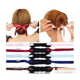 Hair Rubber Bands Girl Women Accessories Curls Bun Head Band Maker Magic Making Tool Ribbon Bowknot Style 446C3 Drop Delivery Jewellery Dhhhw