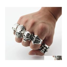 Band Rings Gothic Skl Carved Big Biker Mens Antisier Retro Punk For Men S Fashion Jewellery In Bk Wholesale Drop Delivery Ring Dha5Y