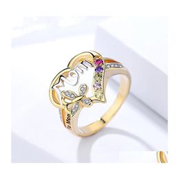 With Side Stones Jewellery Loving Ring Mothers Day Gift Mom Rings Female 3668 Q2 Drop Delivery Dhlyn