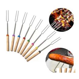 Bbq Tools Accessories Stock Stainless Steel Marshmallow Roasting Sticks Extending Roaster Telesco Cooking/Baking/Barbecue Drop Del Dhswn