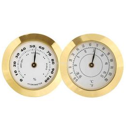 Small Thermometer Hygrometer for Cigar Box Metal Mechanical Movements No Battery Required Inlaid Designed Easy Instal