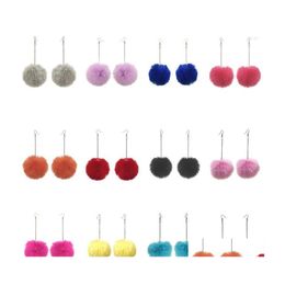 Dangle Chandelier Earrings 2022 Winter Women Accessories Fashion Lovely Pom Fur Ball Long Pendant Earring Jewellery Christmas Gift D Dh2Rx