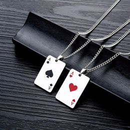 Pendant Necklaces Punk Fashion Titanium Steel Necklace Men Creative Poker Heart Spades A Women Jewellery Wholesale Lots 5 PcsPendant