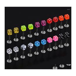 Stud Earrings Tiny Square Acrylic Studs Screw Dice Female Lip Nails Piercing Women Body Jewellery Drop Delivery Dh4Ps