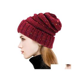 Beanie/Skull Caps Autumn Winter Fashion Womens Knitted Hat Skl Beanies Warm Hats Drop Delivery Accessories Scarves Gloves Dhgzw