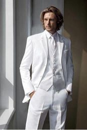 Men's Suits Slim Fit White Man Groomsman Wedding/Prom 3 Piece Groom Tuxedos & Blazers
