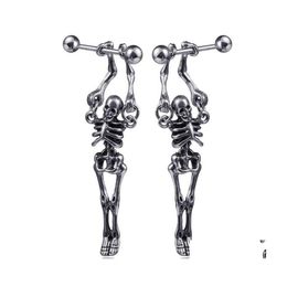 Party Favor Retro Skeleton Earrings Fashion Titanium Steel Designer Stud Stainless Skl Head Trendy Unisex Drop Delivery Home Garden Dhkz8