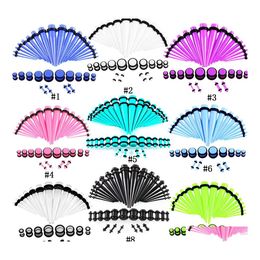 Plugs Tunnels 36Pcs/Lot Acrylic Ear Gauge Taper And Plug Stretching Kits Mixed Colour Flesh Expansion Body Piercing Jewellery Gift Dr Otkes