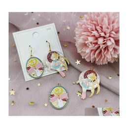 Charms 10Pcs Kawaii Cartoon Sailor Moon Enamel Metal Girls Pendants Fit Diy Earring Bracelet Dangle Fashion Jewellery Accessories Drop Dhvfr