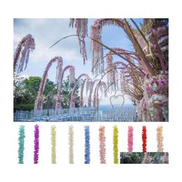 Decorative Flowers Wreaths Artificial Flower Wisteria 120Cm Vine Home Garden Wall Hanging Rattan For Xmas Party Wedding Drop Deliv Dhby6