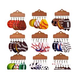 Dangle Chandelier Pairs Vegan Leather Baseball Earrings For Women Sport Pu Round Basketball Soccer Football Jewellery Wholesaledangl Dhop5