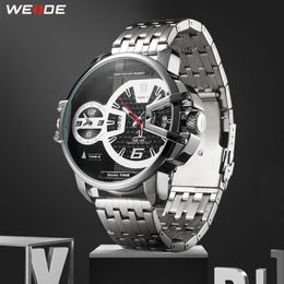 Нарученные часы Weide Watch Men Men Anity Tops роскошные кварцевые цифровые часы повседневные мужские часы из нержавеющей стали